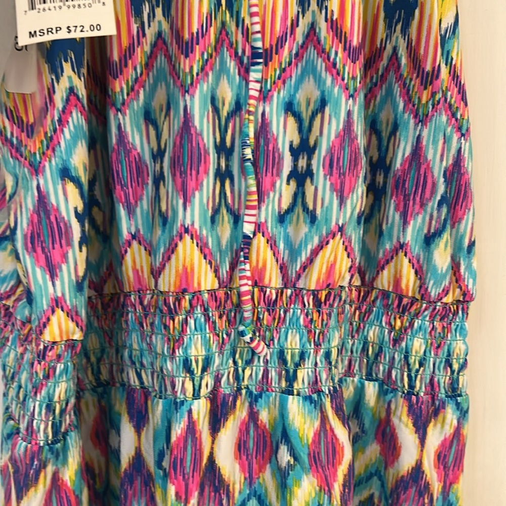 Kenneth Cole Reaction Multicolor Ikat Print Swim Cover Up Dress-sz L - Picture 3 of 8